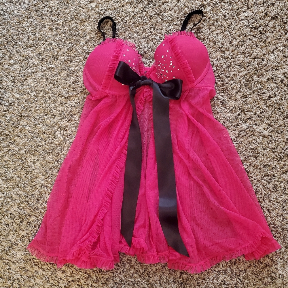 Sexy lace lingerie, lace lingerie, lace babydoll top, hot pink lingerie